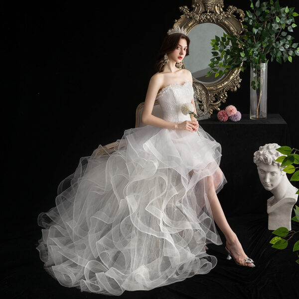 Short Front And Back Length Small Trailing Wedding Dress Short Front And Back Length Small Trailing Wedding Dress