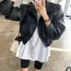 Lightweight Black Korean-Style Leather Jacket (Free Size) Lightweight Black Korean-Style Leather Jacket (Free Size)