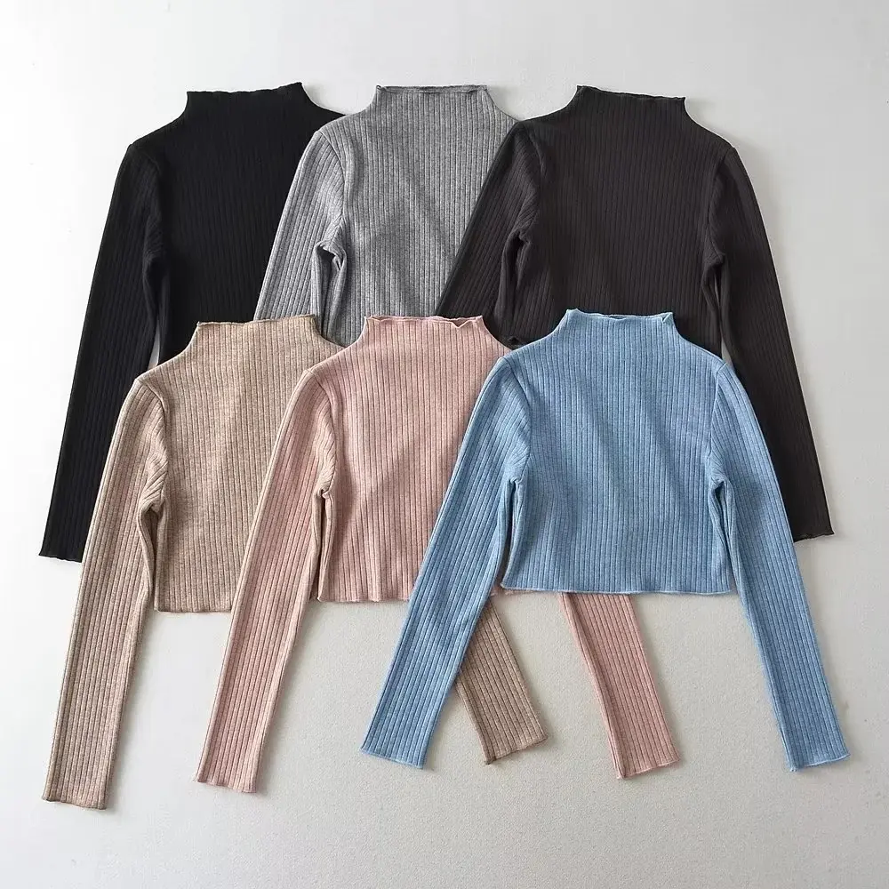Cashmere Lace-trimmed Neckline Long-sleeve Sweater Base Layer