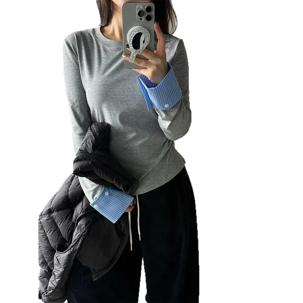 Springautumn Crew Neck Pullover Slim Fit Top Springautumn Crew Neck Pullover Slim Fit Top