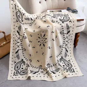Versatile Velvet Square Scarf for Women, 90 x90 cm Print