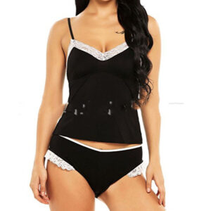 Lace-Detail Black Women’s Nightwear Set for Cosplay Look