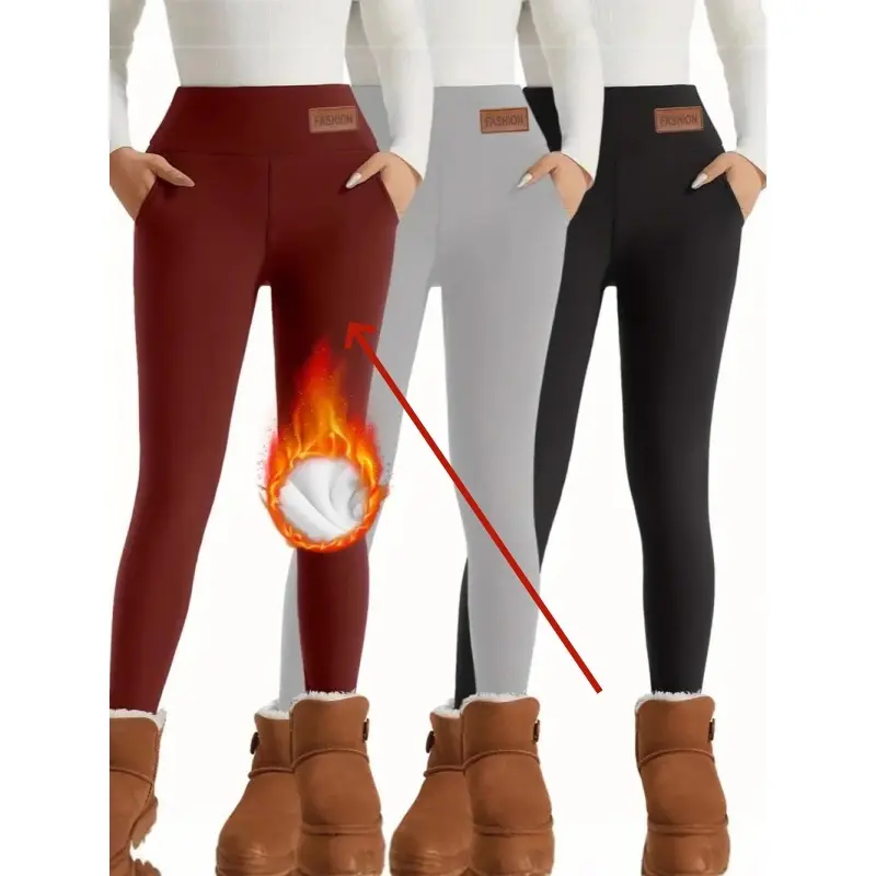 Women's High Waist Warm Fleece Lined Leggings