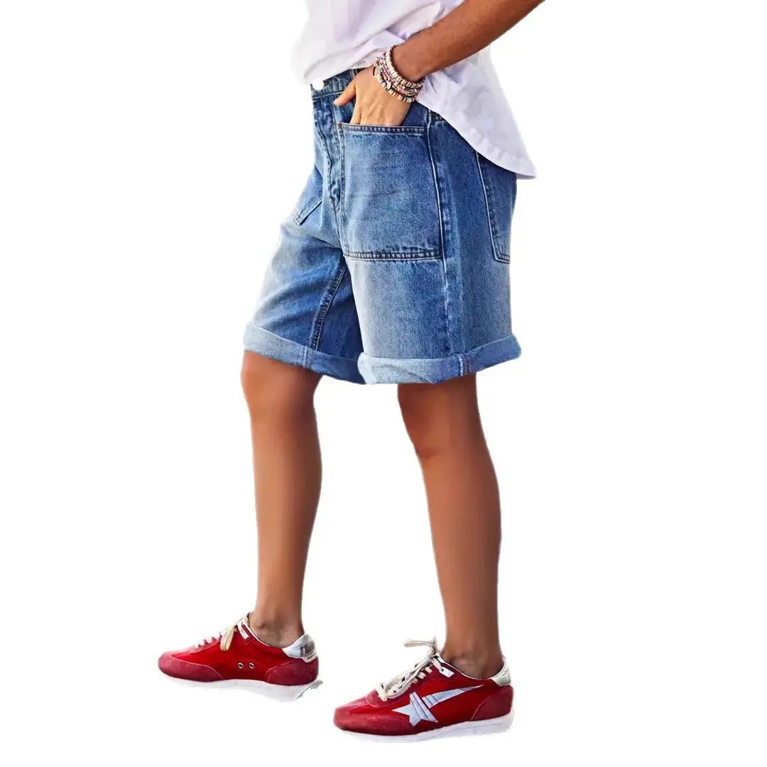 Comfort Stretch Mid-Rise Bermuda Straight-Leg Denim Shorts Comfort Stretch Mid-Rise Bermuda Straight-Leg Denim Shorts
