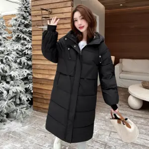 Extra Thick Women’s Long Cotton-Padded Coat with Hood