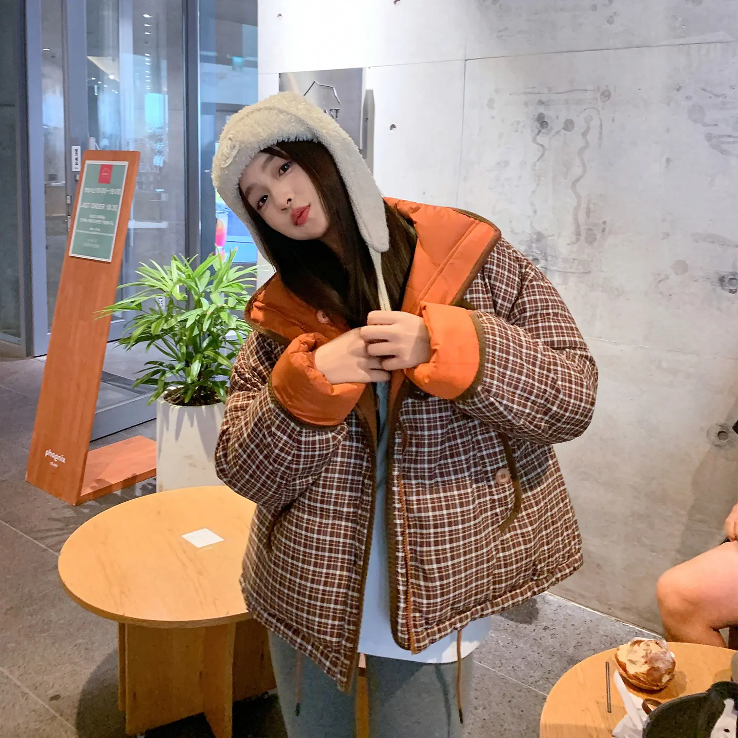 Warm Reversible Quilted Puffer Jacket for Women, Plaid Warm Reversible Quilted Puffer Jacket for Women, Plaid