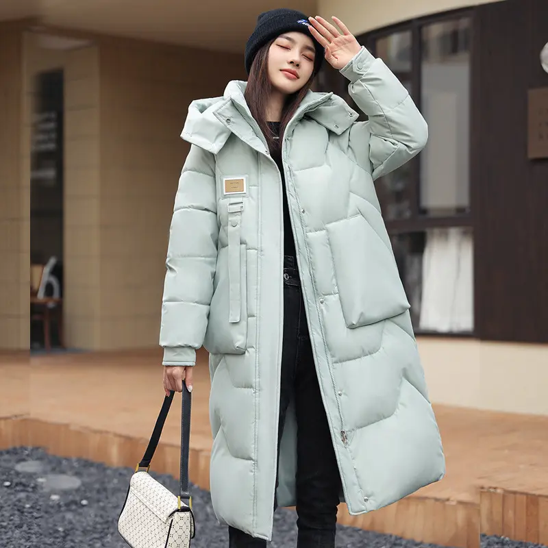 Warm Women’s Mid-Length Puffer Jacket with Detachable Hood Warm Women’s Mid-Length Puffer Jacket with Detachable Hood