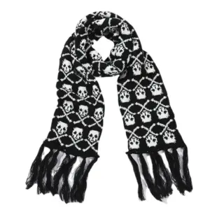 Thickened Thermal Knitted Scarf With Skull Design
