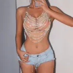 Detachable Strap White Bikini Top for Beach Nightclub - A-Line