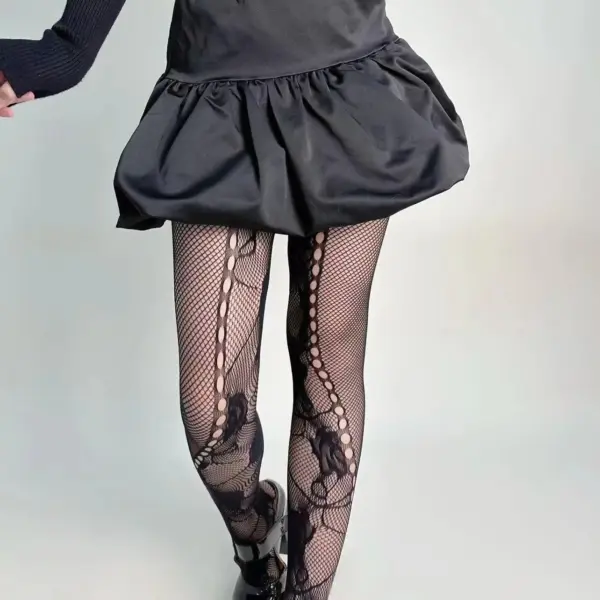 Women's Fishnet Stockings Rose Jacquard Lace Mesh Tights