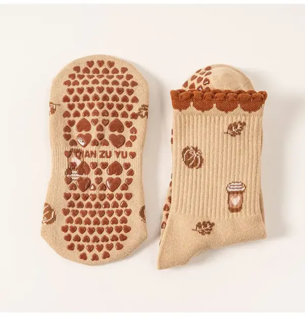 Yoga Socks For Children, Professional Anti Slip Fitness Pilates Exercise Floor Fruit Drinks, Printed Socks