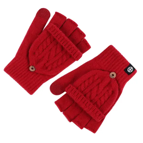 Warmth-Boost Flip-Up Half-Finger Gloves for Women, Winter