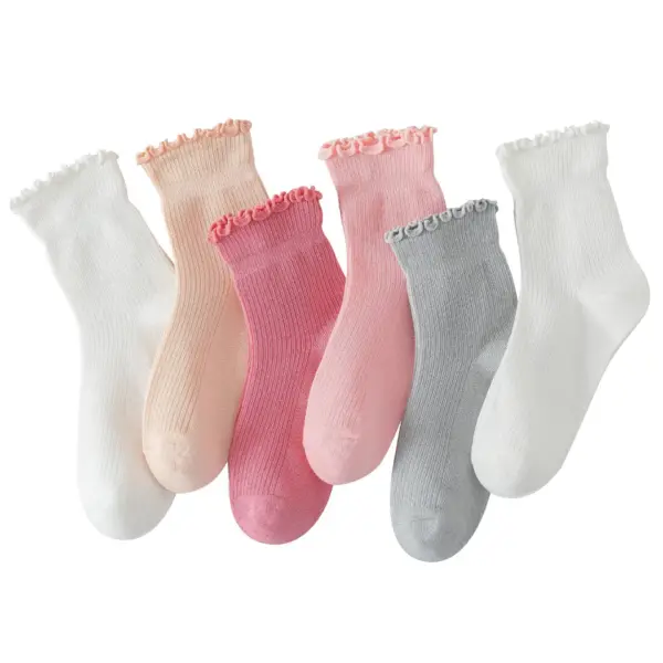 Womens Cute Pleated Ankle Socks Lightweight Cotton Socks