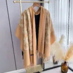Geometric Jacquard Embroidered Shawl with Tassels, 200 x70 cm