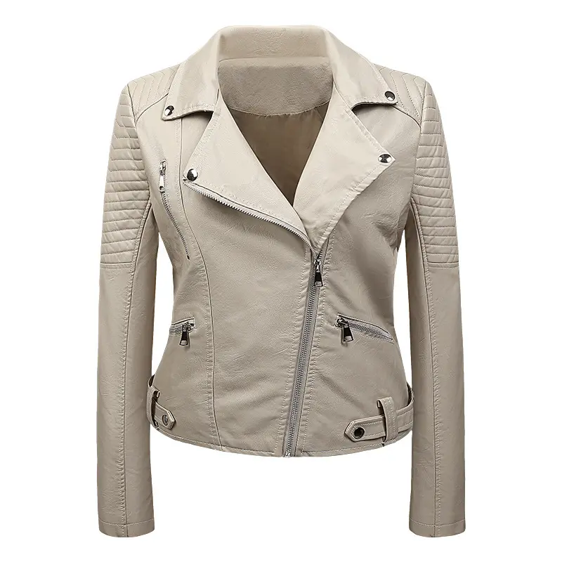 Slim-Fit Korean Biker Leather Jacket with Zipper