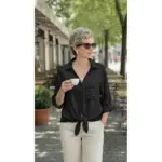a123103d-9756-42d4-8a28-a59ba7153527-1.webp Buttoned V-Neck Lace-Up Shirt with Pockets for Women