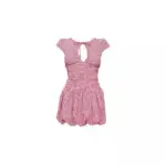 Red Pattern Hollow Out Short Sleeve Dress Women