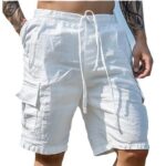 Breathable Cotton-Linen Drawstring Elastic Waist Shorts