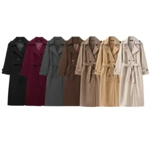 British-style Double-breasted Long Wool Coat For Women