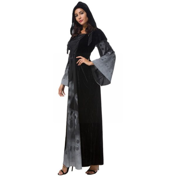Skull Print Vampire Witch Dress Costume for Halloween - Long Skirt Skull Print Vampire Witch Dress Costume for Halloween - Long Skirt