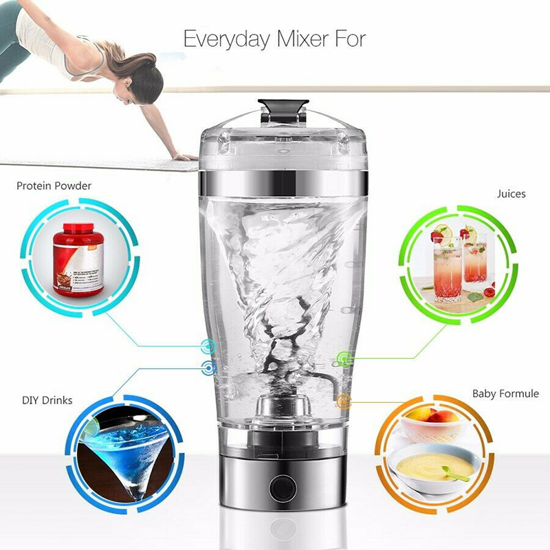 Rechargeable USB Electric Protein Shaker Bottle, 450/600 ml