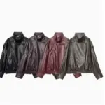 Women’s Faux Leather Jacket Stand-Up Collar Pockets