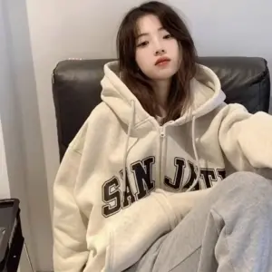 Zip-up Loose Casual-Style Couple Hoodies