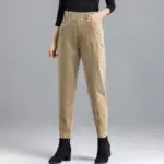 Flattering Striped Tapered Women’s Corduroy Pants with Fleece Lining