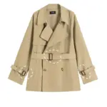 a4633249-6192-4185-8ec4-6ac3c7ca0807.webp Khaki Short Trench Coat for Women with Belt - Lightweight