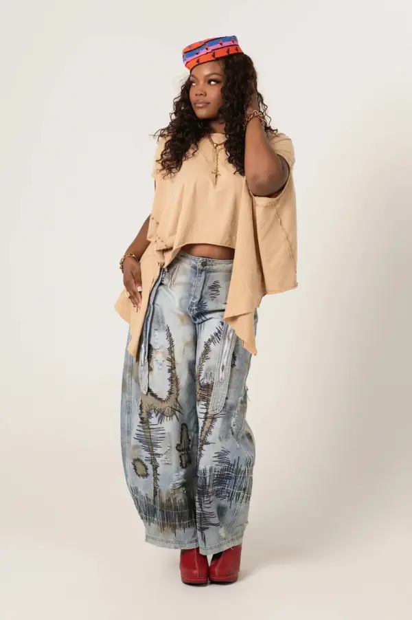 Wide-leg Boot-cut Stone-washed Jeans Wide-leg Boot-cut Stone-washed Jeans
