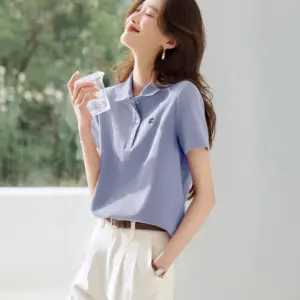 Youth-Boosting Cotton Polo Shirt with Turn-Down Collar