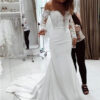 Fashion One Shoulder Lace Long Sleeve Dress Mopping Wedding Dress