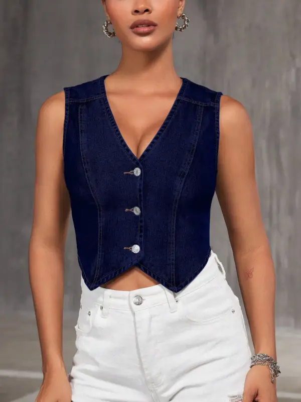Womens V-neck Denim Vest Top Womens V-neck Denim Vest Top