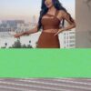 Sexy Oblique Shoulder Midriff Outfit Knee-length Skirt Cocktail Party Dress