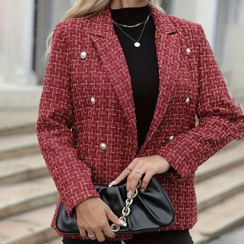 Stylish And Elegant Plaid Tailored Blazer Stylish And Elegant Plaid Tailored Blazer