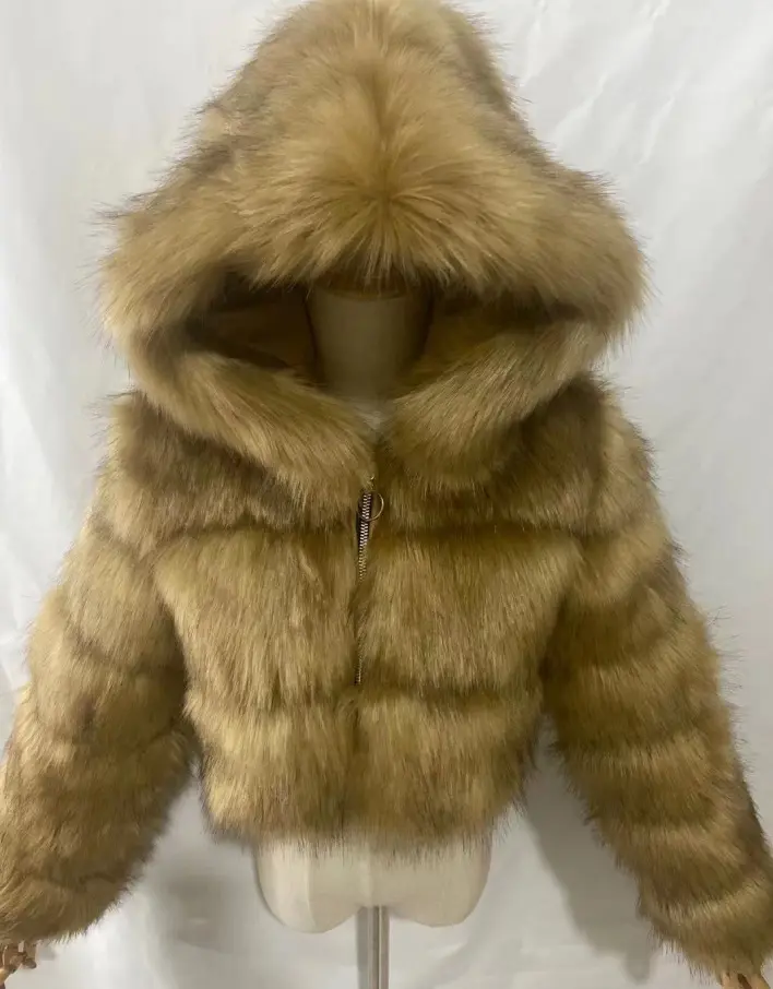 Short Hooded Faux Fur Long Sleeve Coat Short Hooded Faux Fur Long Sleeve Coat