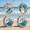 Electroplated Stainless Steel Spray Necklace Set with O-Chain