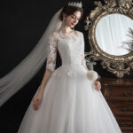a78f127c-30ba-47a6-9dd6-93e2344e1e21.jpg One-shoulder Dream Slim Sleeve Lace Bride