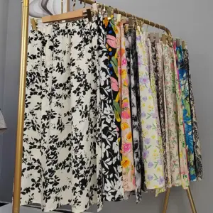 Breathable Cotton Silk Floral Skirt for Women, Loose Fit