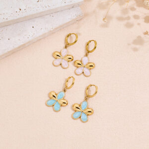 Stainless Steel Oil-dripping Flower Earrings