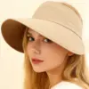 Solid-color Simple Double-sided Wide-brimmed Hat With Empty Crown, Light And Fresh Outdoor Wrap-around Style Large Brim, With Storage Function For Sun Protection.