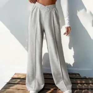 High Waist Pure Color Wide-leg Casual Pants Women