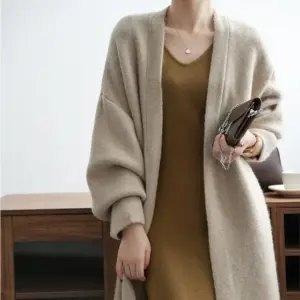 Extra-Thick Faux Cashmere Long Cardigan for Women