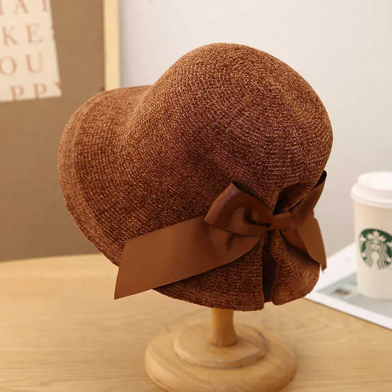 Womens Bow-Knot Fisherman Hat With Smooth Finish for Fall Womens Bow-Knot Fisherman Hat With Smooth Finish for Fall