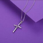 Diamond-Encrusted Heart Cross Pendant Necklace for Women