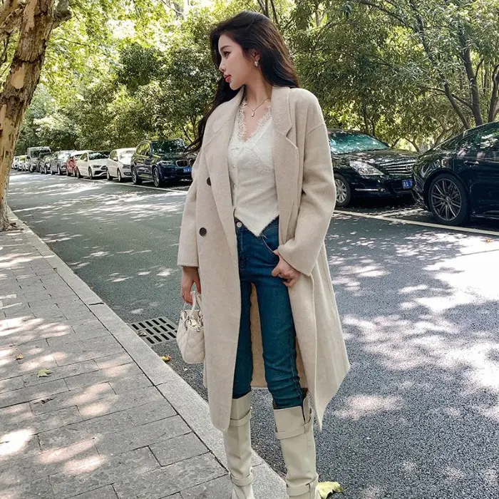 Warm Double-Faced Cashmere Wool Coat for Women in Winter Warm Double-Faced Cashmere Wool Coat for Women in Winter