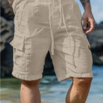 Breathable Cotton-Linen Drawstring Elastic Waist Shorts