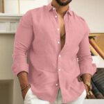 Non-Iron Linen Cotton Blend Button-Front Shirt for Summer