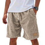 Breathable Vintage Corduroy Men’s Loose Summer Shorts - Cropped