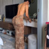 Backless Leopard Print Maxi Dress for Daily Wear Comfort Backless Leopard Print Maxi Dress for Daily Wear Comfort